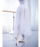 Black/White Ballet Long Mesh Ballet Skirt Two-layer Big Swing Ballerina Teacher Practice Dance Wear