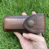 15 CM Pocket Knife Holder Embossed Genuine Leather Scabbard Pocket Knife Sheath Case Belt Holsters