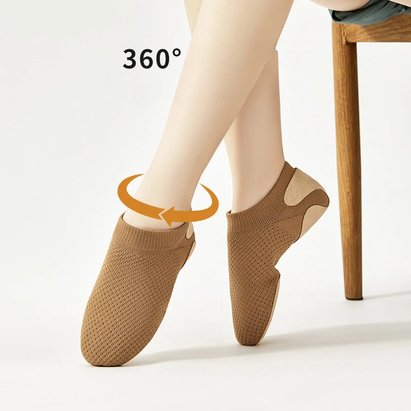 Dance Practice Shoes Latin Ballroom Jazz Tango Ballet Training Teaching Knitted Flat Shoes
