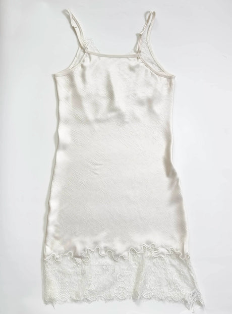 90s Lace Slip Dresses Vintage Silky Deep V-neck Dainty Punk Rock Grunge