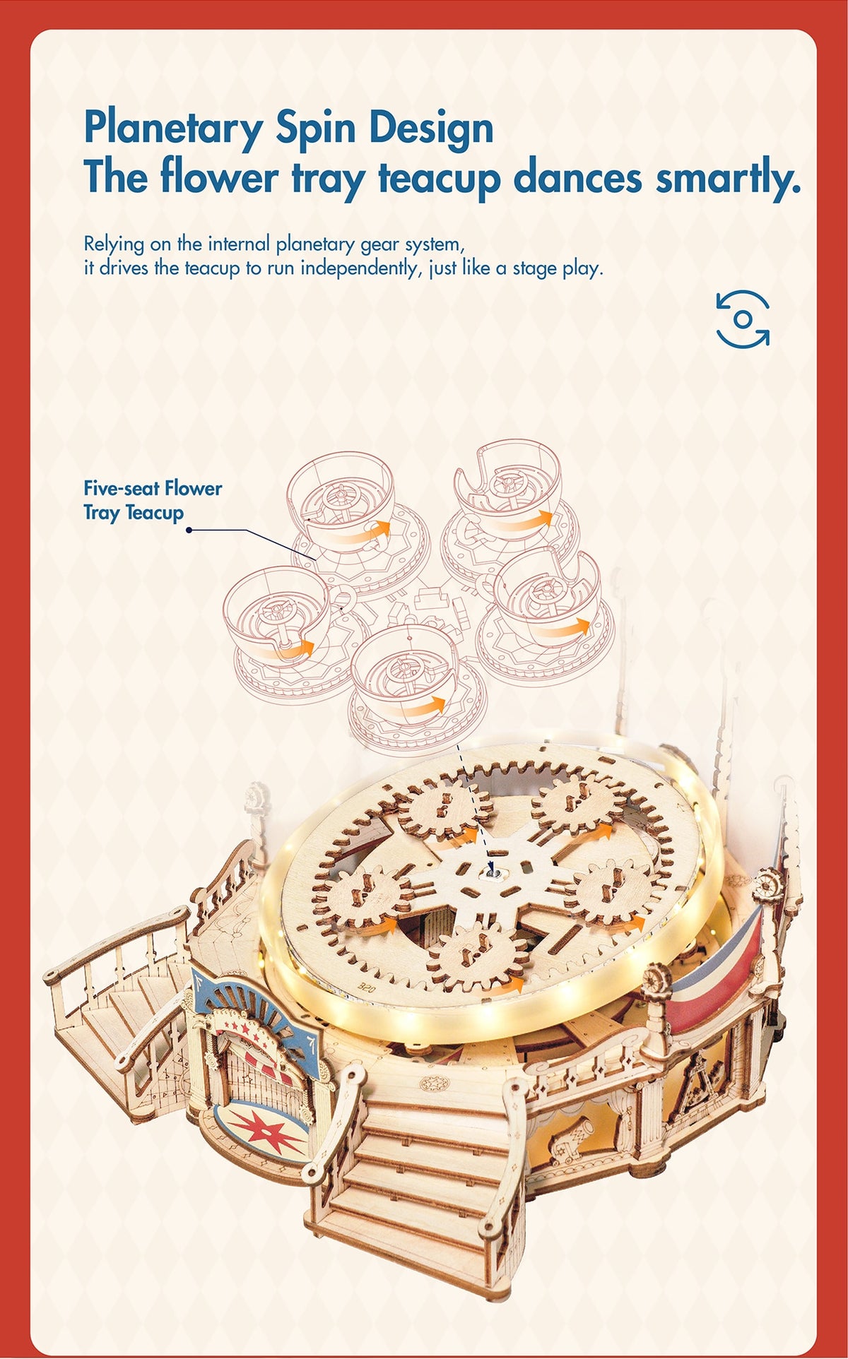 Tilt-A-Whirl Kit DIY Wooden Model Kit