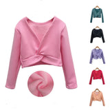Plush Girls Ballet Wrap Tops Long Sleeve Dance Warm Up Sweater