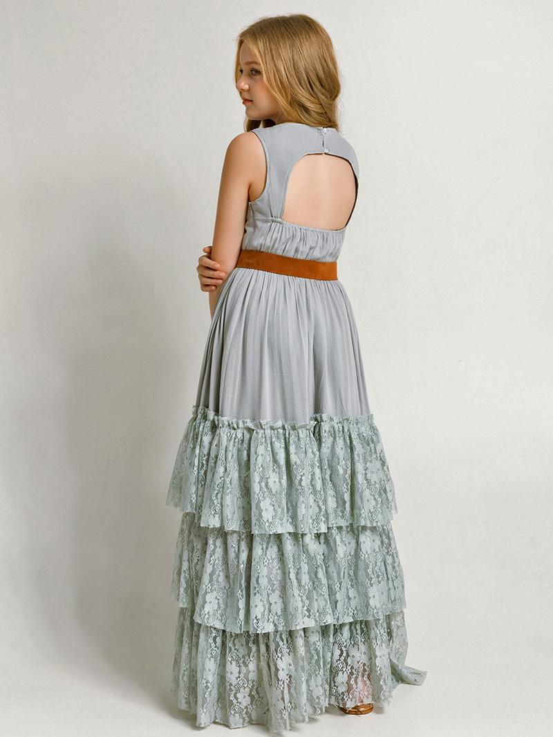 Girls Flower Girl Dress Lace Cotton Maxi Dresses