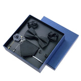 Men's 8pcs Tie Set Wedding Cravat Silk Bowtie Pocket Square Cufflinks Brooch Box Set Gifts For Men