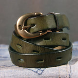 Maggy's Genuine Leather Women's Belt Pure Copper Button