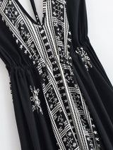 Nahlia's Wild Floral Backless Beach Boho Maxi Dress