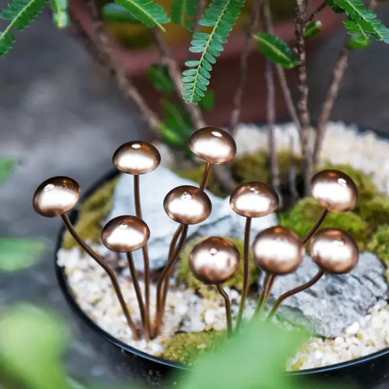 Mini Metal Mushrooms Decorative Garden Stakes