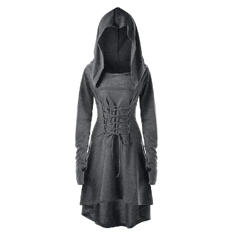 Archer's Goblincore Hooded  Lace Up Tunic Dress