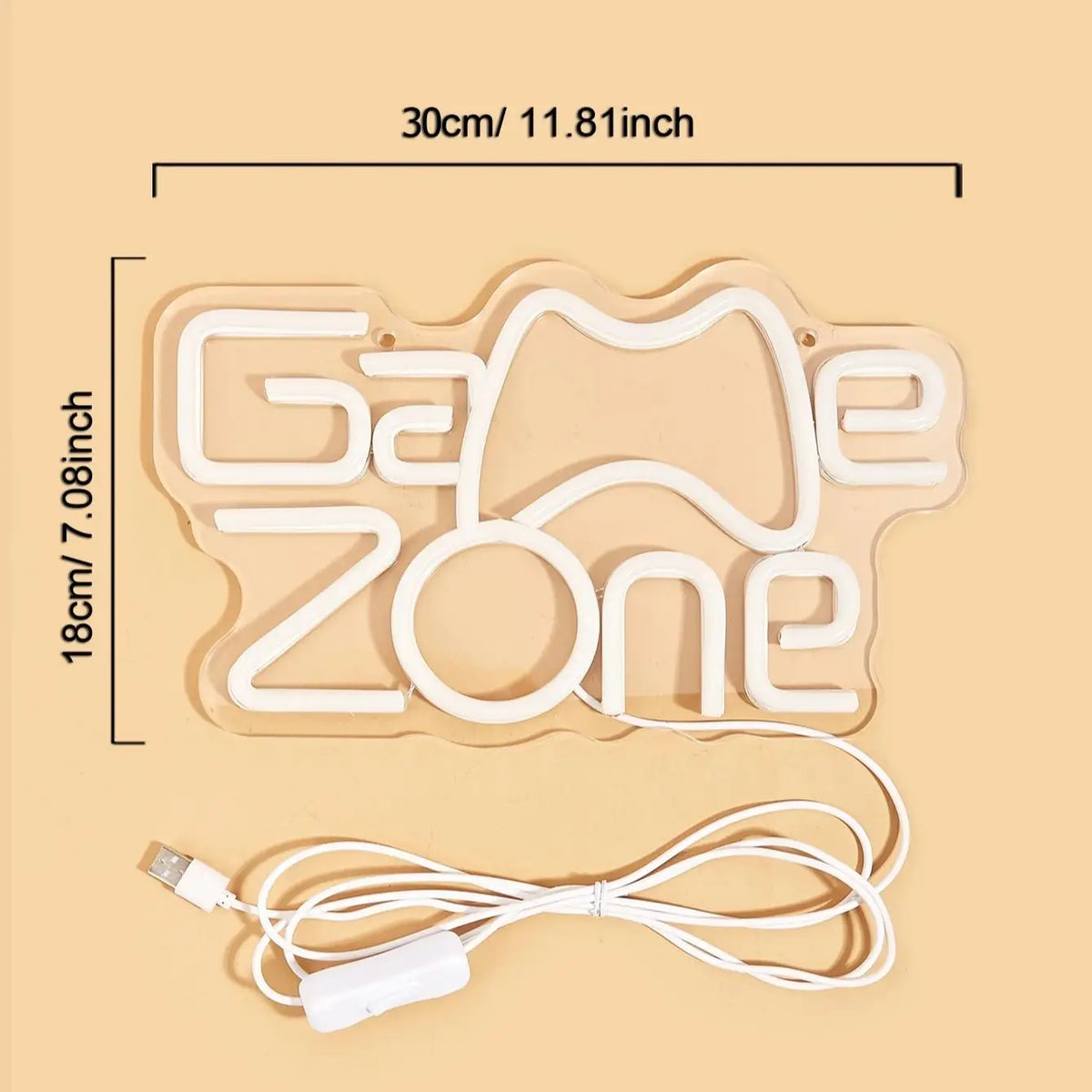 LED Neon Game Zone USB Sign Night Light 3D Wall Art