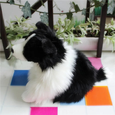Border Collie Back & White Dog Puppy Plushie Toy