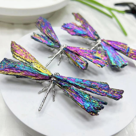 One Natural Tourmaline Electroplated Dragonfly Home Decor