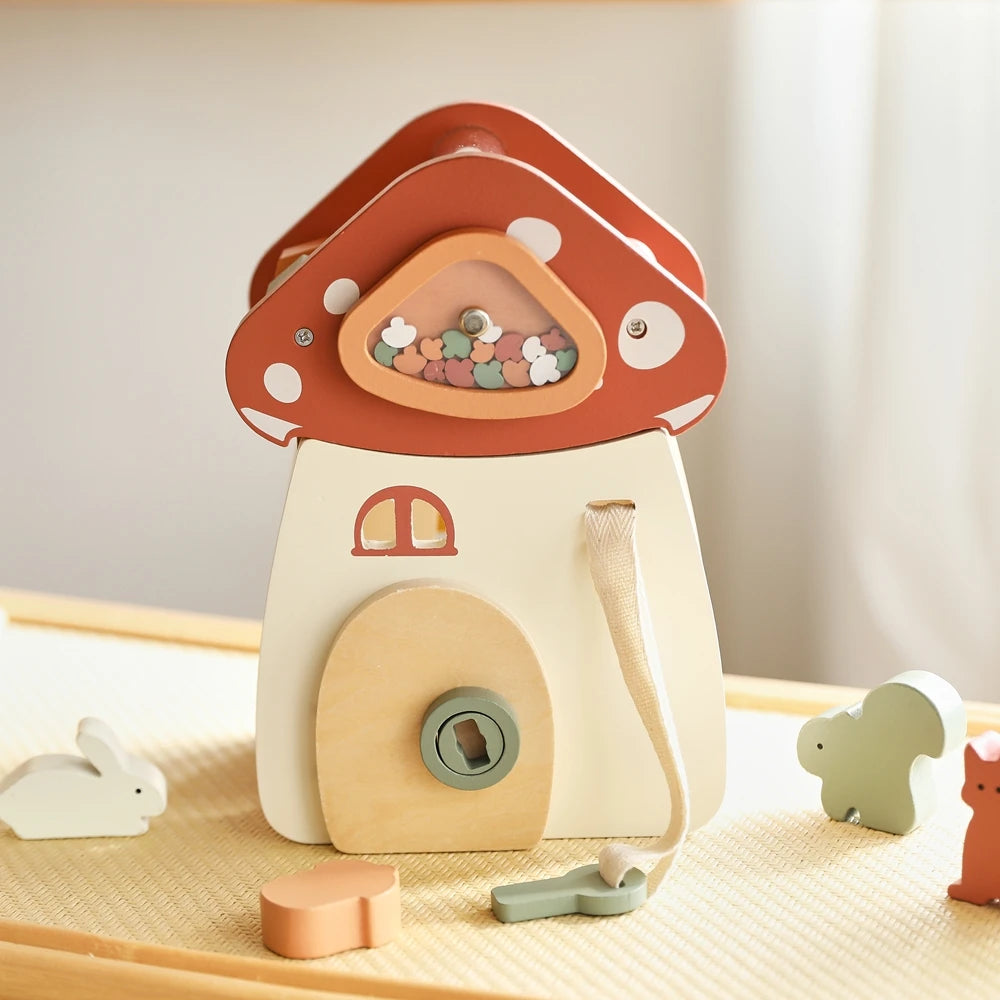 Mushroom Busy Box Baby Montessori Musical Wooden Toys Educational Percussion Toys