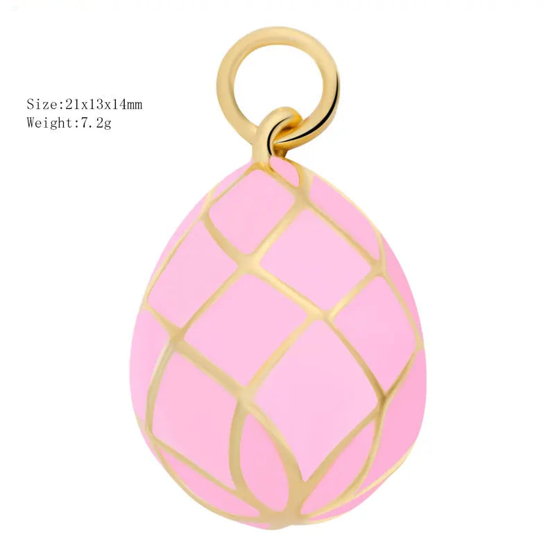 Enamel Easter Egg Pendants 18K Gold Plated Charms For DIY Earrings Necklaces Jewellery Making