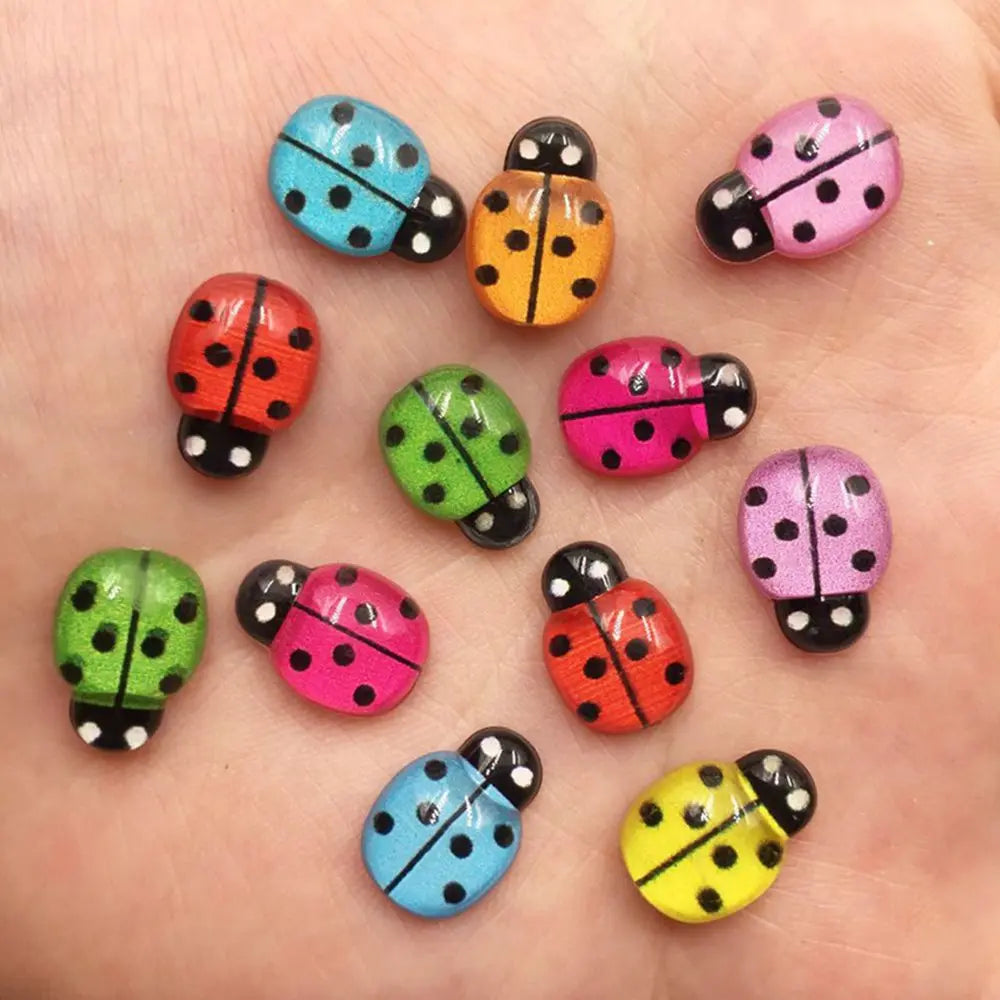 Sixty Mini Red Ladybug Beetles Resin 9mm*13mm Flatback Cabochon DIY Craft