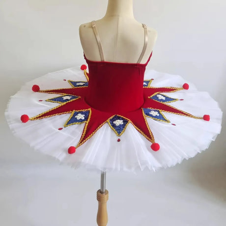 Children Adults Million Joker Pancake Ballet Tutu Kids Dance Competition Performance Costume With Hoop