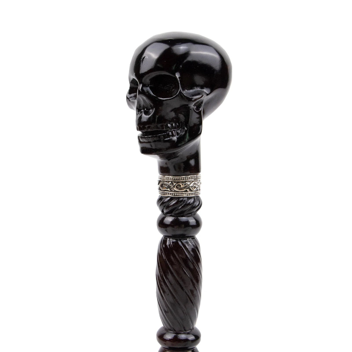 Black Skull Wooden Walking Stick Cosplay Sceptre Cane 93cm