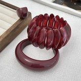 Vintage Style Cherry Red Acrylic Resin Chunky Bangles Bracelet