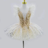 Golden Fae Professional Ballet Dress Contemporary Dance Performance Costumes