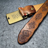 Norse Viking Runes Genuine Leather Men's Belt Pure Copper Buckle