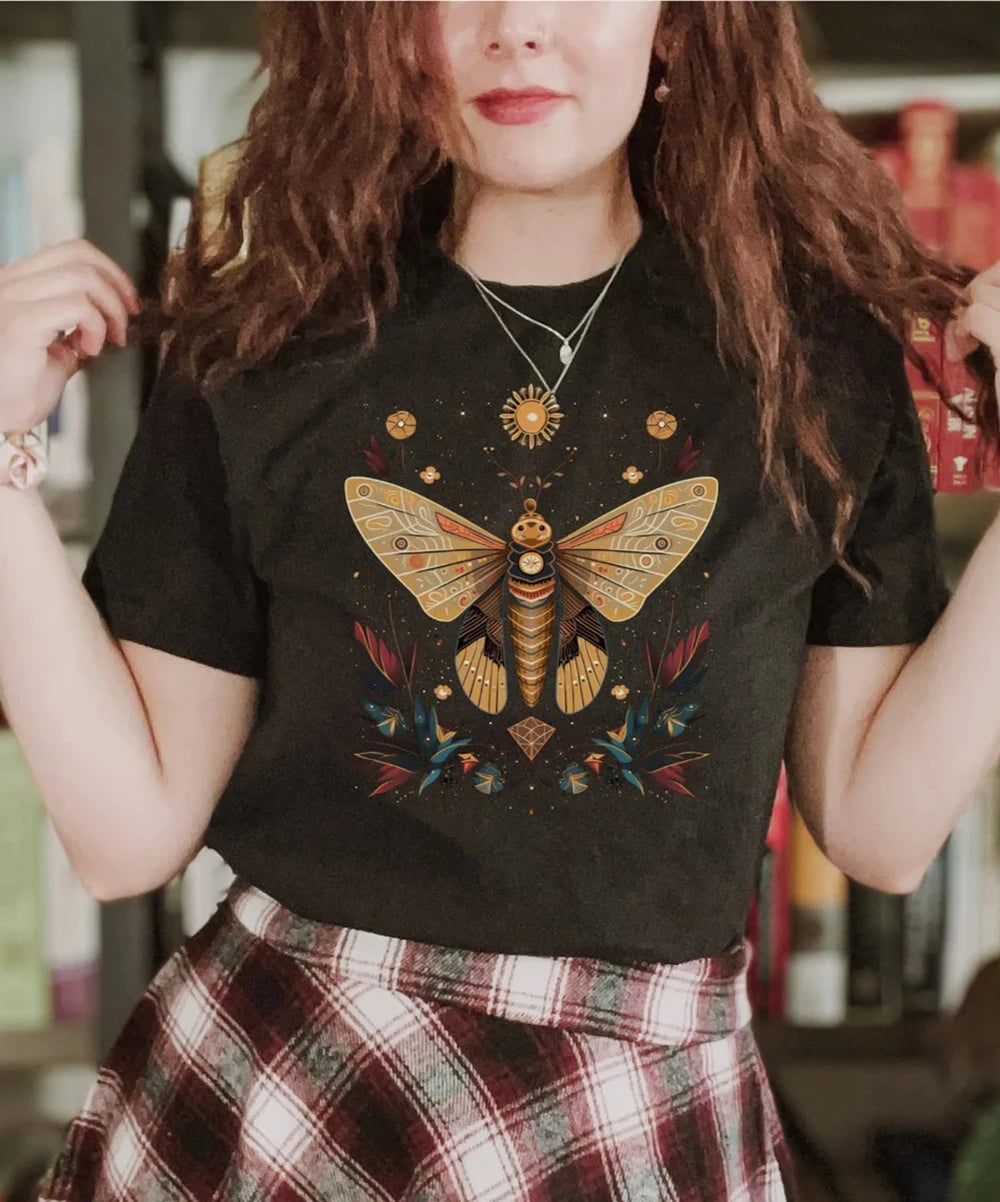 Goblincore Moth TShirt Celestial Fairycore Dark Academia