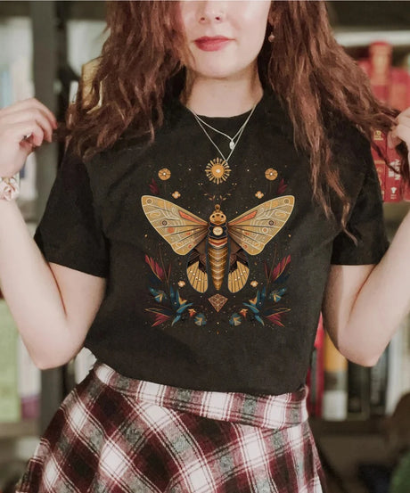 Goblincore Moth TShirt Celestial Fairycore Dark Academia