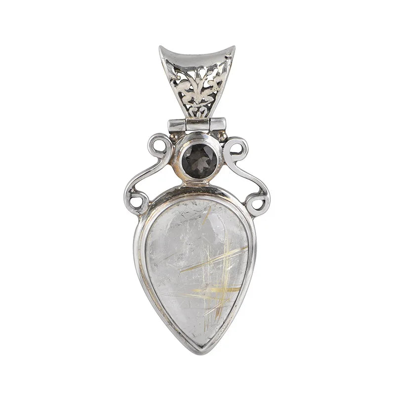 The Sun's Warmth Holder S925 Sterling Silver Pendant Waterdrop Quartz