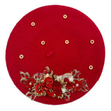 Margie's Flower Diamonte Winter Autumn Beret 10 Colours