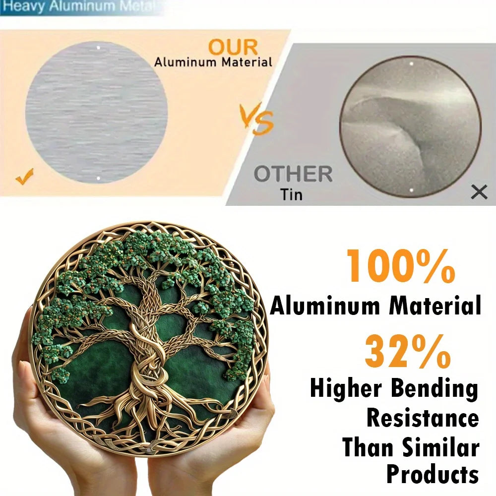 Magical Tree of Life Celtic Art 2D Printed Circular Metal Decorative Sign