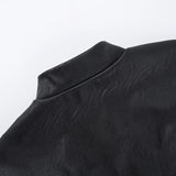 Women's Punk Crop Jacket PU Leather Cosplay Jacket Rivet Strap Gothic Streetwear Top