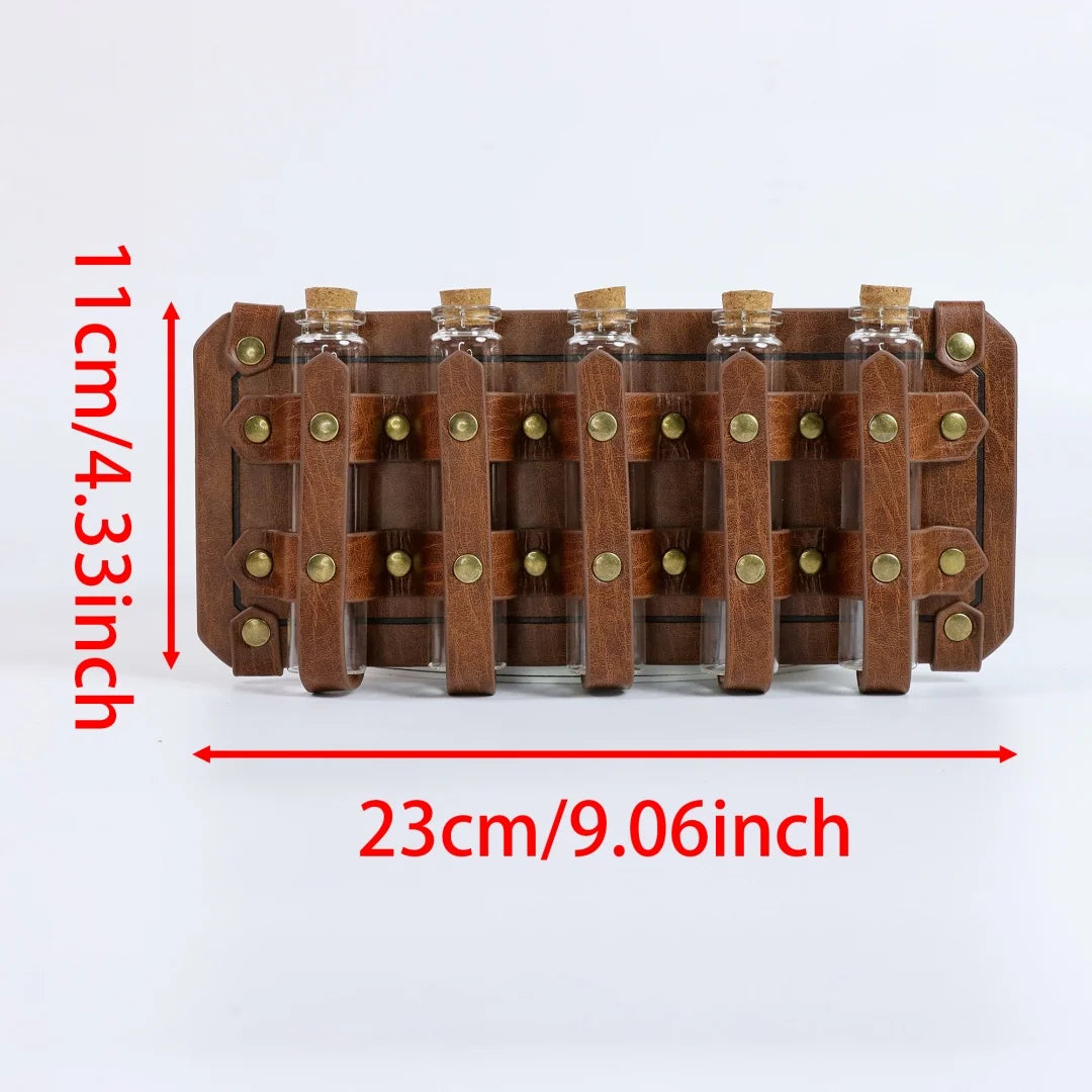 Apothecarist Medieval Leather Vial Holder Alchemy Potion Bottle Carrier for LARP Cosplay Belt Accessory