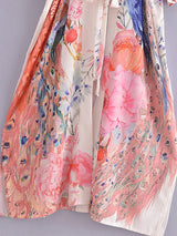 Peacock Floral Print Boho Kimono Cover-ups