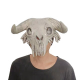 Bull Head Skull Mask Long Horn Totem Helmet Headwear Cosplay Costumes Props Latex Masks