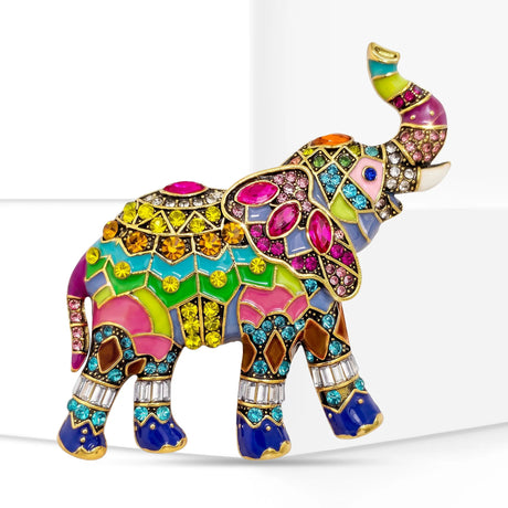 Rhinestone Elephant Brooches