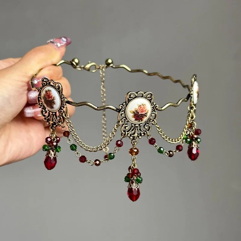 Victorian Ruby Drops Choker Necklace