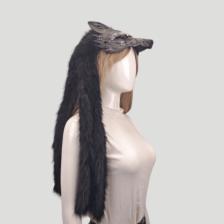Unisex Viking Faux Fur Headdresses and Wolf Head Masks