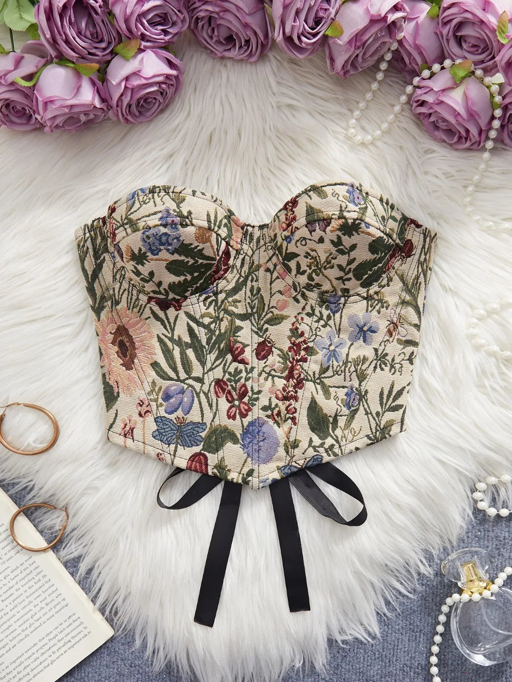 Meadow Weaver's Boned Floral Underwired Corset