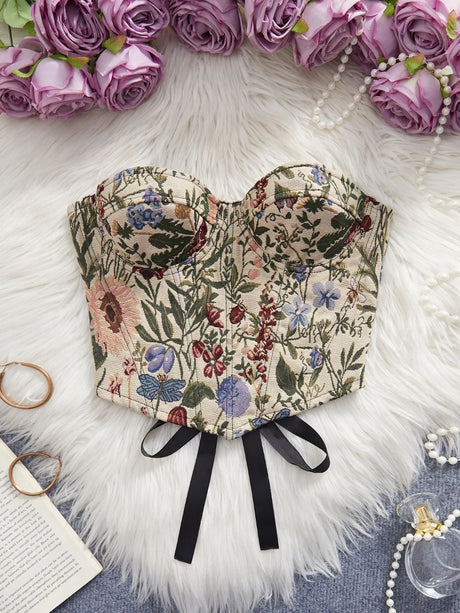 Meadow Weaver's Boned Floral Underwired Corset