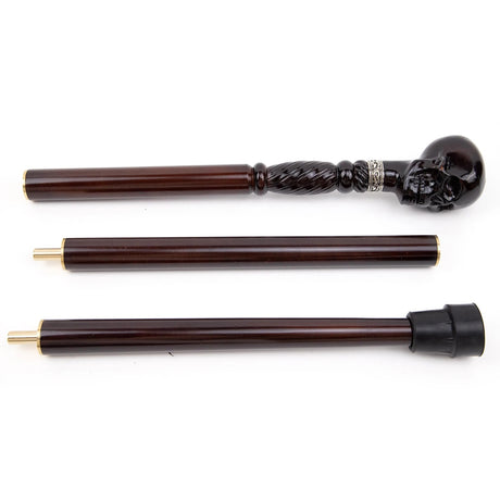 Black Skull Wooden Walking Stick Cosplay Sceptre Cane 93cm