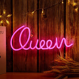 LED Neon Pink Queen USB Night Light Wall Art Room Decor Lamp