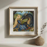 Princess and Dragon 30X30CM Stamped Cross Stitch DIY Kit 11/14/16CT