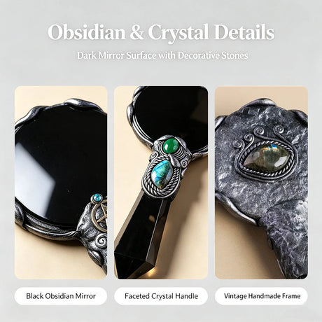 Black Obsidian Scrying Mirror Divination Plate Witch's Altar Decor