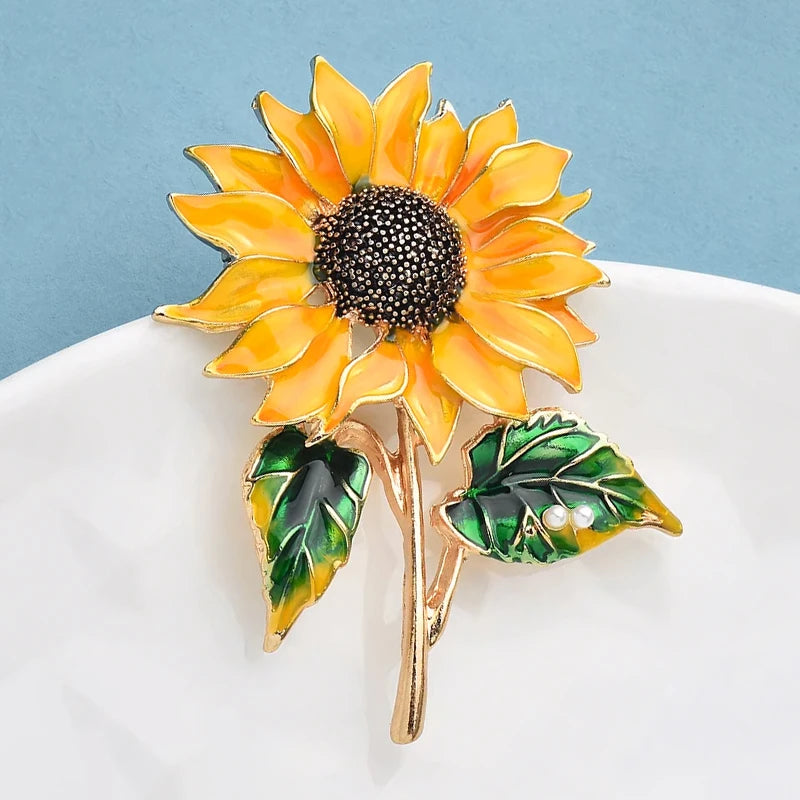 Sunflower Enamel Brooch