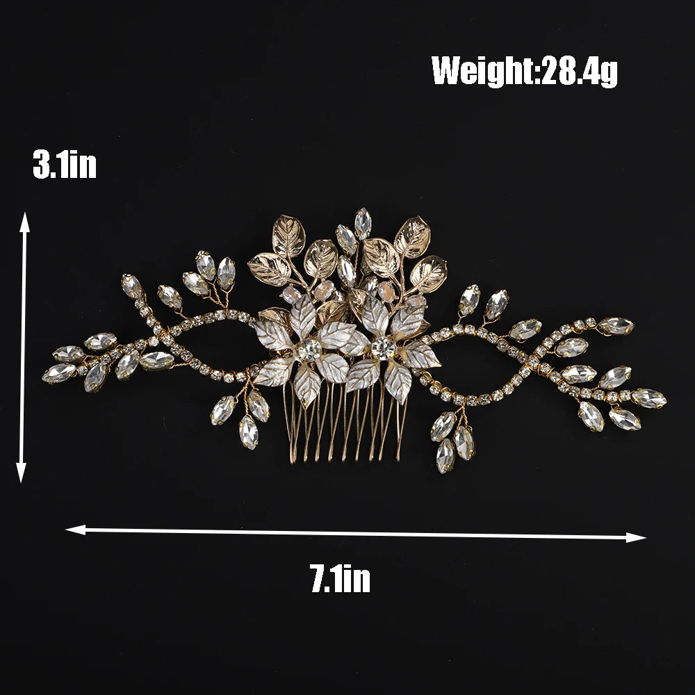 Gold Flower Wedding Hair Comb Bridal Hair Accessories Handmade Headpiece