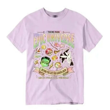Epic Universe Unisex Tee Cotton T-Shirt Fantasy Family Theme Park Trip Orlando Park