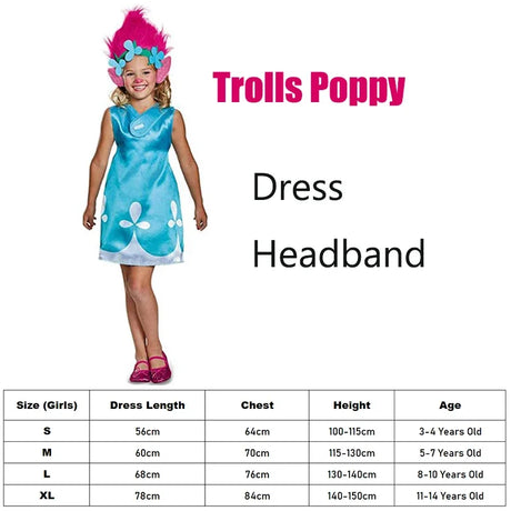 Branch and Poppy Trolls Dress Up Boys Girls Halloween Costumes