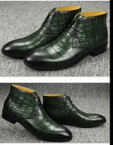 'Gator Men's Ankle Boots Genuine Leather Handmade Dress Shoes