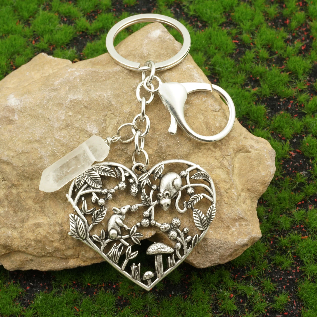 Forest Love Heart Mushroom And Mouse Keyring Woodland Gatherer Aust