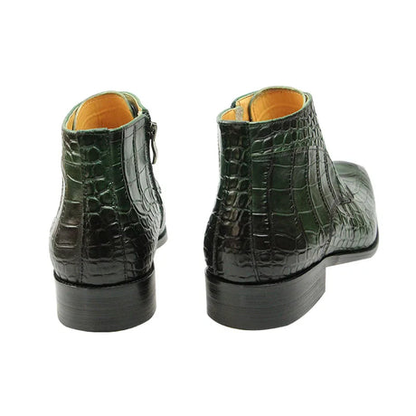 Gator Boots Pointed Toe Mens Genuine Leather Shoes White Purple Green