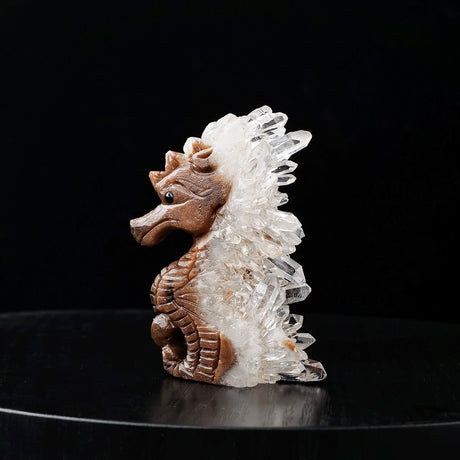 Seahorse Figurine Natural Healing Crystal Stone Clear Quartz Cluster