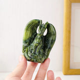 1PC Natural Green Jade Hand-Carved Flying Dragon Statue